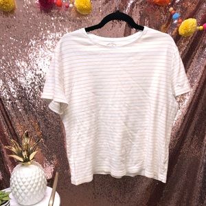 White Stag Tee - white and orange striped